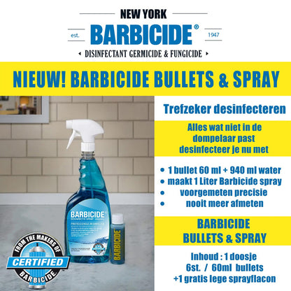 Barbicide Desinfektions-Bullets & Spray (6x 60ml + Leere Sprühflasche)